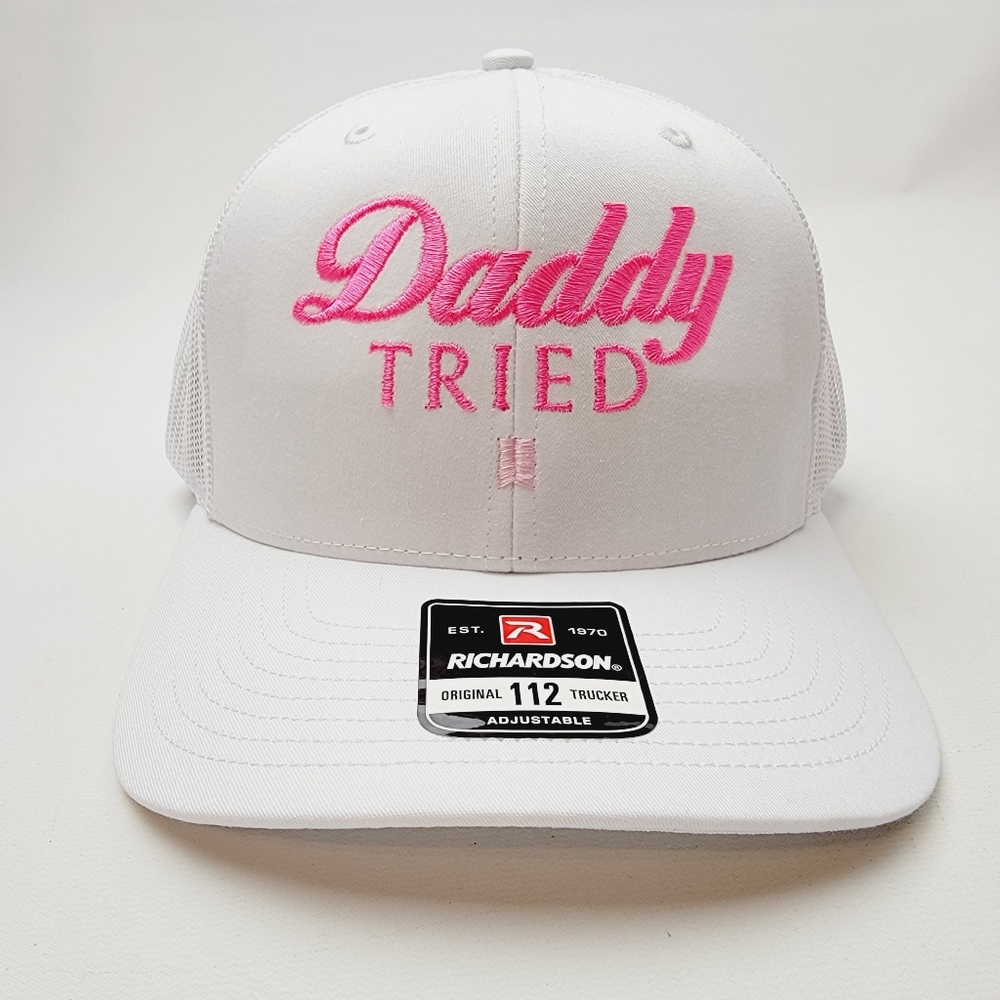 Daddy Tried Richardson 112 Trucker Mesh Snapback Cap Hat White